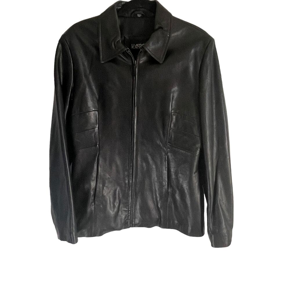 Kasper‎ Size Large Vintage Soft 100% Leather Black Jacket